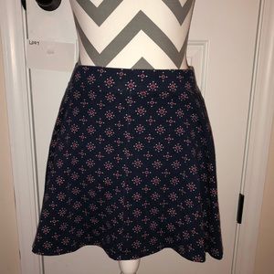 navy blue and pink floral skater skirt